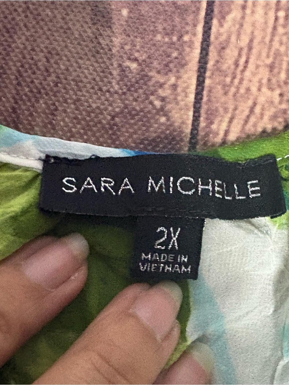 Sara Michelle Blue & Green Floral 3/4 Sleeve 2X - Picture 6 of 7